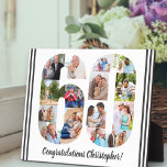 Plaque Photo Collage photo Numéro personnalisé 60 Anniversaire<br><div class="desc">60th Birthday Plaque - personnalisée avec un collage photo de vos photos préférées et texte personnalisé. Le modèle photo est configuré pour vous permettre d'ajouter vos photos, qui seront affichées sous la forme d'un numéro 60. On peut aussi customiser le libellé actuel, qui dit "Félicitations [nom] !". Parcourez mon magasin...</div>