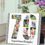 Plaque Photo Collage photo Numéro personnalisé 70 Anniversaire<br><div class="desc">70th Birthday Plaque - personnalisée avec un collage photo de vos photos préférées et texte personnalisé. Le modèle photo est configuré pour vous permettre d'ajouter vos photos, qui seront affichées sous la forme d'un numéro 70. On peut aussi customiser le libellé actuel, qui dit "Félicitations [nom] !". Parcourez mon magasin...</div>