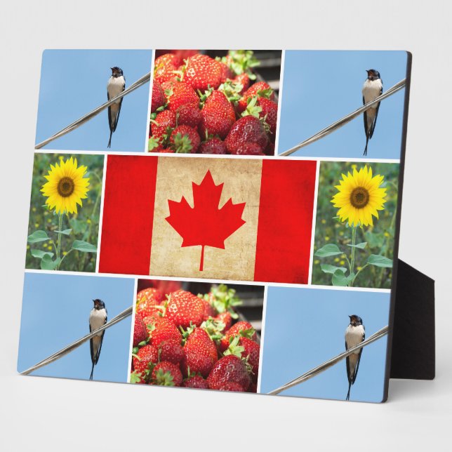 Plaque Photo Collage photo personnalisable et drapeau du CANADA (Côté)