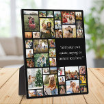 Plaque Photo Collage Photo Personnalisé 36 Avec Citation<br><div class="desc">Faites votre propre plaque d'affichage photo avec 36 de vos souvenirs de photos chères dans un collage photo moderne de style grille avec votre citation préférée, disant, chanson lyrique ou texte personnalisé. Ajoutez simplement vos photos pour un décor photo maison personnalisé ou un cadeau personnalisé pour votre famille et vos...</div>