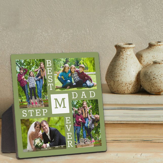 Plaque Photo Collage photo personnalisé 4 Meilleur Stepdad Ever (Créateur téléchargé)