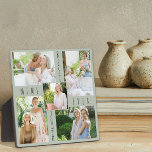 Plaque Photo Collage photo personnalisé 5 Meilleur Mimi Jamais<br><div class="desc">Plaque photo de style moderne pour le meilleur mimi jamais en gris vert tendre (couleur modifiable). Le design est écrit avec "best mimi ever [année]" dans la typographie de police maigre et vous pouvez customiser l'année et aussi éditer mimi à grand-mère, nana ou grammie par exemple. Le modèle photo crée...</div>