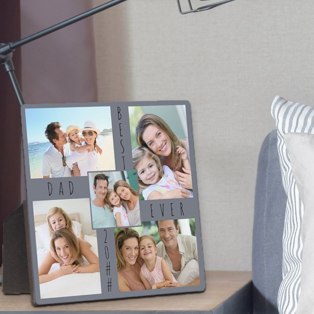 Plaque Photo Collage photo personnalisé 5 Meilleur papa Jamais  (Créateur téléchargé)
