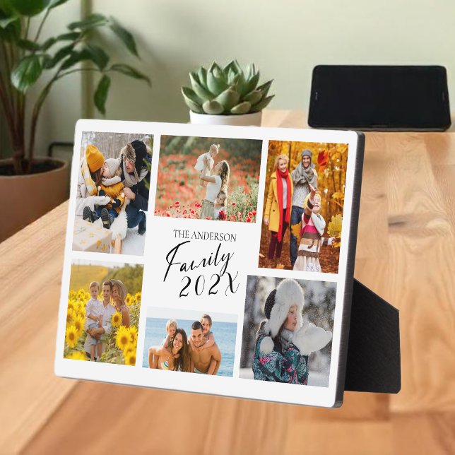 Plaque Photo Collage photo personnalisé de la famille 2025 (Créateur téléchargé)
