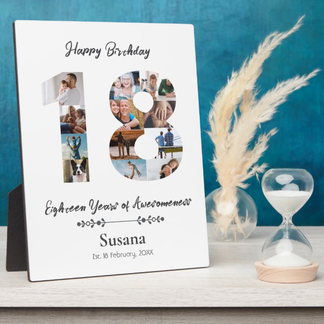 Plaque Photo Collage photo personnalisé du 18e anniversaire (Côté)