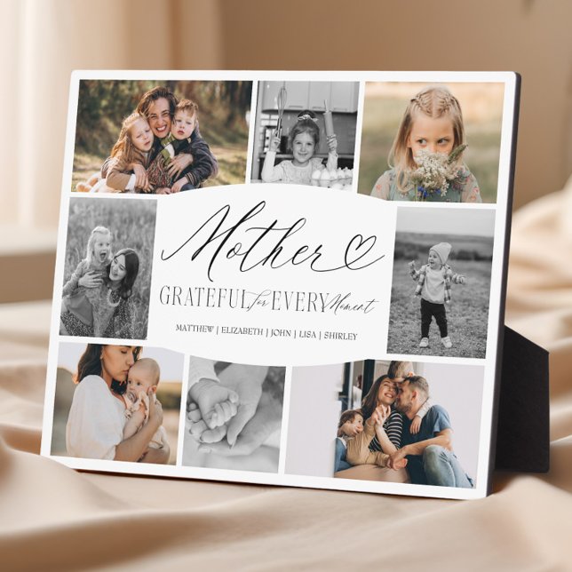 Plaque Photo Collage Photo Personnalisé Élégant pour Maman Cade (Elegant Custom Mother Photo Collage Mom Keepsake Plaque)