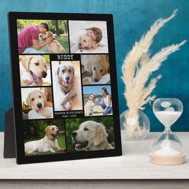 Plaque Photo Collage photo souvenir de chien avec nom et dates  (Côté)