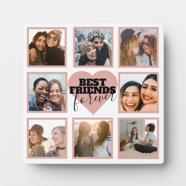 Plaque Photo Collection photo BFF moderne Rose Gold Heart (Devant)