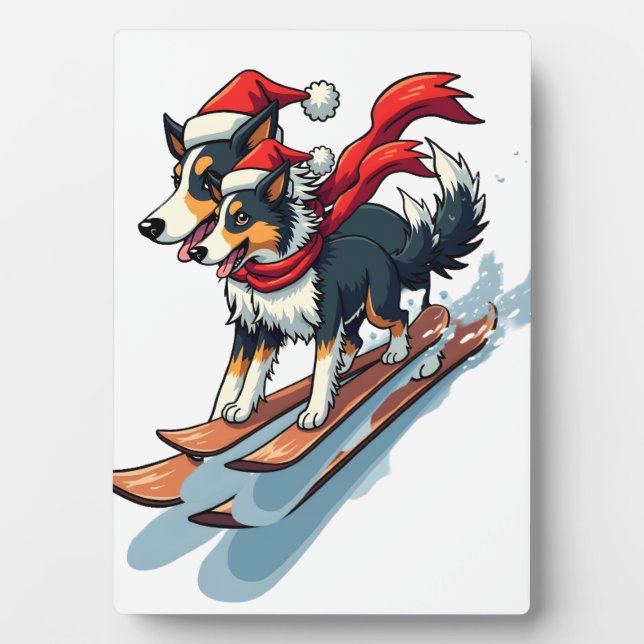 Plaque Photo Collie de Border Snowboardeur (Devant)