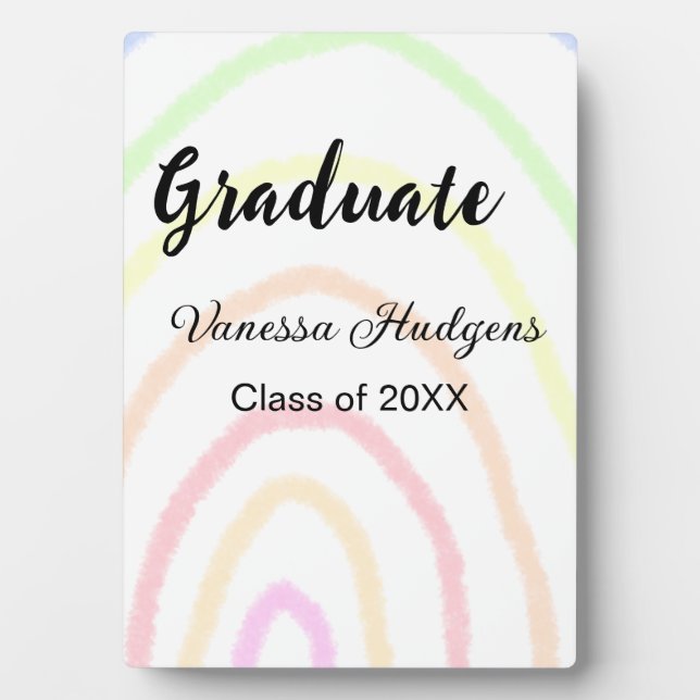 Plaque Photo Colorful rainbow Boho graduation ajouter nom année (Devant)