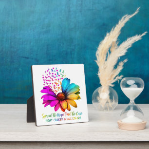 Plaque Photo Combattre le cancer dans tous les rubans de couleu