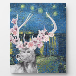 Plaque Photo Compilation de Van Gogh Starry Night et Flower Sta