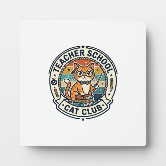 Plaque Photo Conception de chat mignon de professeur d'école -  (Devant)