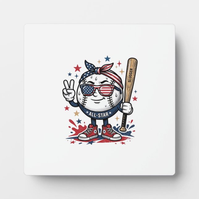 Plaque Photo Conception de chemise de mascotte de baseball patr (Devant)
