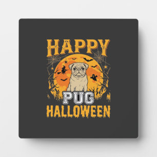 Plaque Photo Conception de chien effrayant Halloween Pug heureu