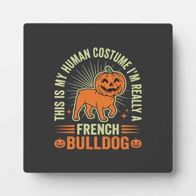 Plaque Photo Conception de costume humain drôle de bouledogue f (Devant)