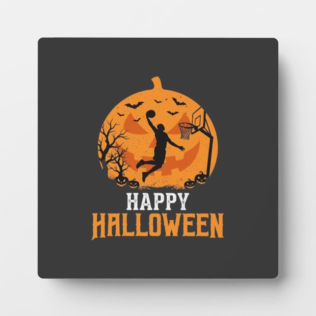 Plaque Photo Conception de dunk de basket-ball Halloween citrou (Devant)