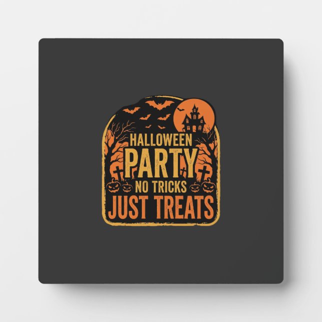 Plaque Photo Conception de fête d'Halloween pas de tours juste  (Devant)