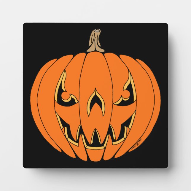 Plaque Photo Conception de Jack-o'-Lantern Halloween effrayante (Devant)