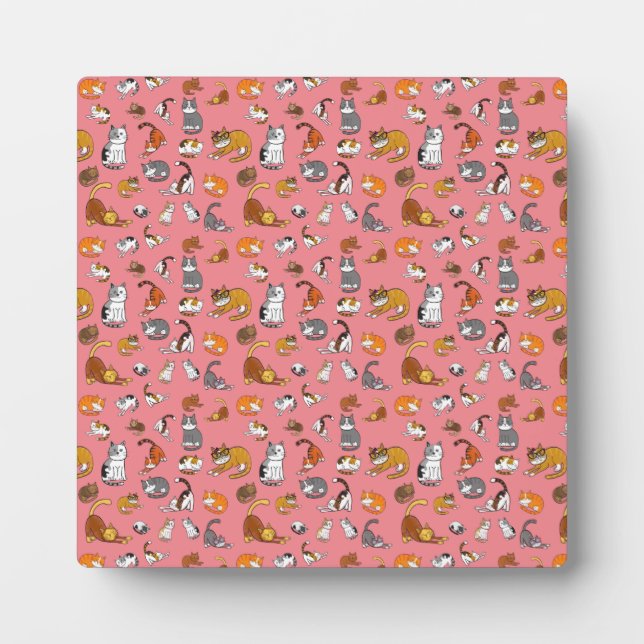 Plaque Photo conception de motif de chat rose mignon pour les a (Devant)