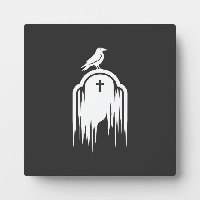 Plaque Photo Conception de silhouette de tombe de corbeau Hallo (Devant)