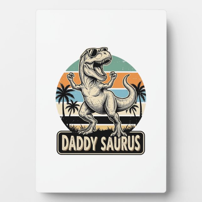 Plaque Photo Conception de t-shirt de dinosaure rétro Daddy Sau (Devant)