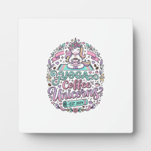 Plaque Photo Conception de T-Shirt de Style Licorne Yoga Café L