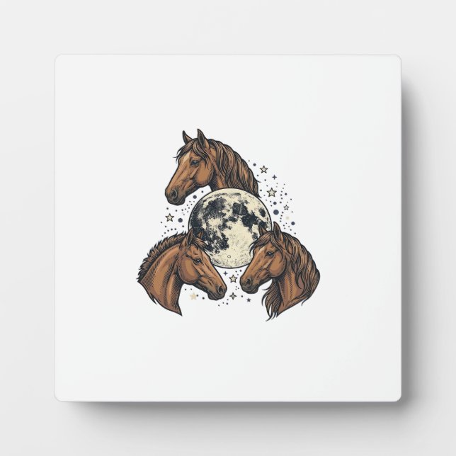 Plaque Photo Conception de T-Shirt Vectoriel Cheval Lune Gravée (Devant)
