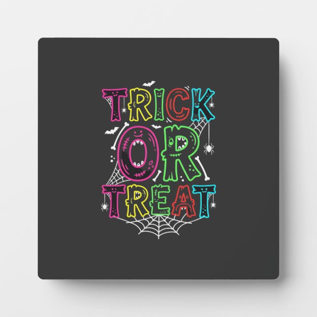 Plaque Photo Conception de toile d'araignée Halloween Trick or  (Devant)