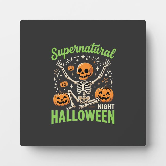 Plaque Photo Conception de vecteur de Halloween de squelette su (Devant)
