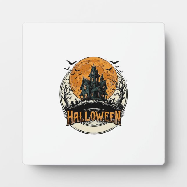 Plaque Photo Conception de vecteur de maison hantée Halloween v (Devant)