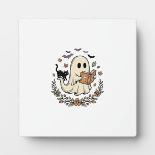 Plaque Photo Conception de vecteur floral Halloween Chat fantôm
