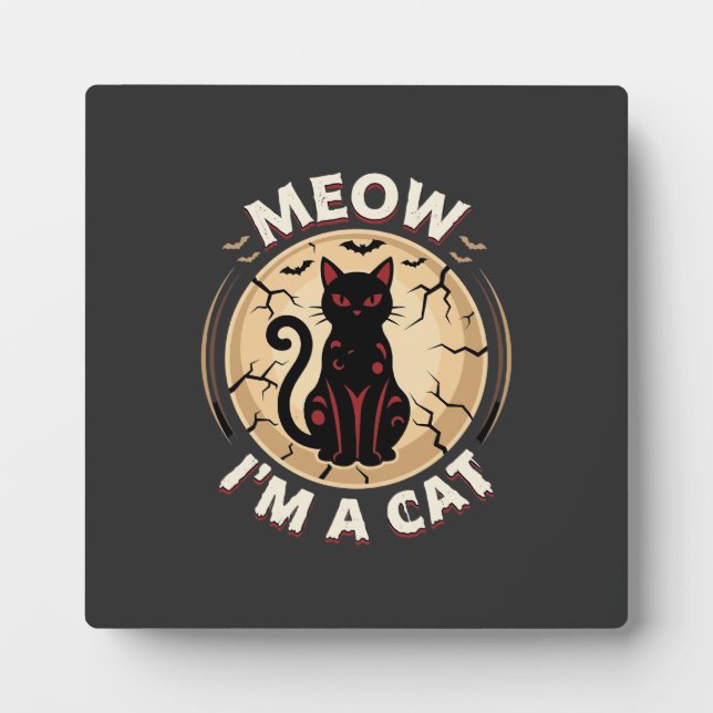 Plaque Photo Conception graphique de chat Meow Halloween_1 (Devant)