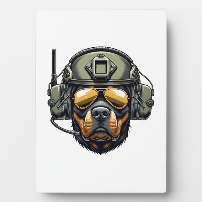 Plaque Photo Conception Militaire Rottweiler (Devant)