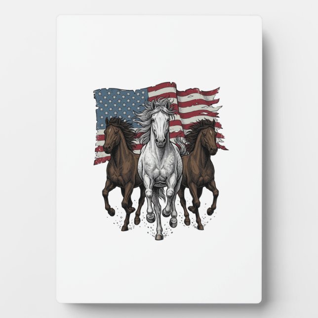 Plaque Photo Conception vectorielle de chevaux courant patrioti (Devant)