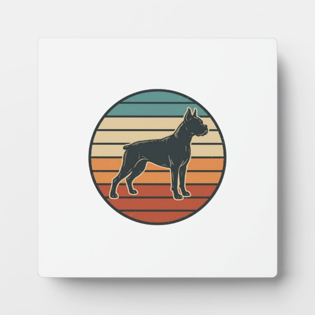 Plaque Photo Conception vectorielle de gravure de chien Boxer a (Devant)