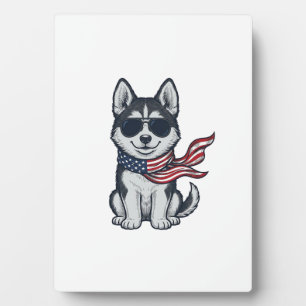 Plaque Photo Conception vectorielle vintage de chiot husky patr