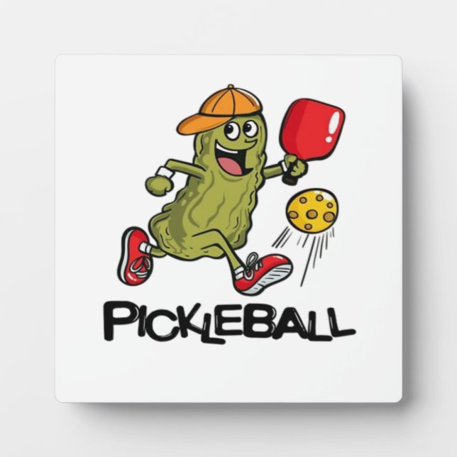Plaque Photo Concombre Drôle Jouant Pickleball  (Devant)