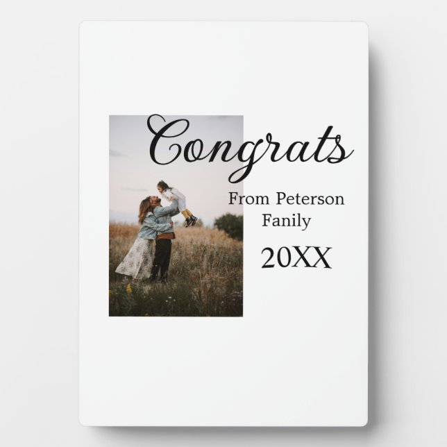 Plaque Photo Congratulations congrats add family name photo yea (Devant)