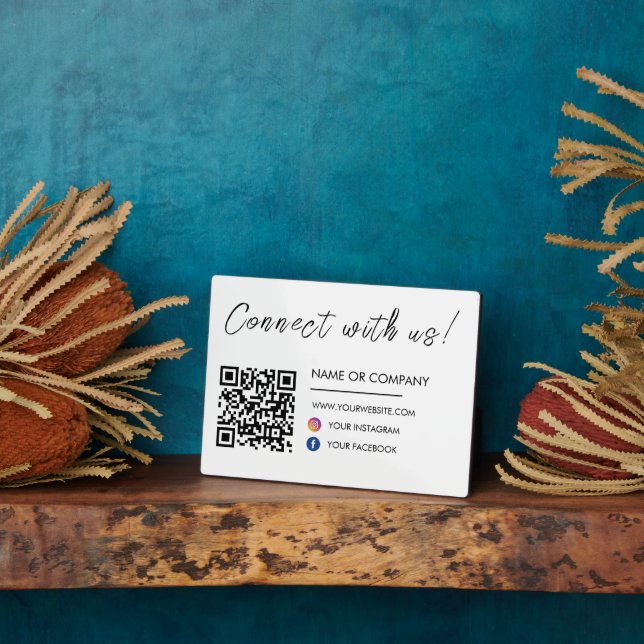 Plaque Photo Connectez-vous à notre site Qr Code Social Media W (Côté)