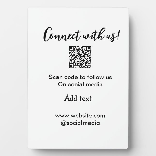 Plaque Photo Connectez-vous avec nous scan QR code ajouter e-ma (Devant)