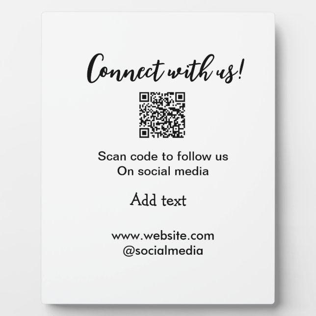Plaque Photo Connectez-vous avec nous scan QR code ajouter e-ma (Devant)