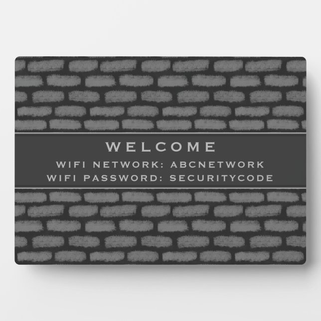 Plaque Photo Connexion du mot de passe Wifi | Brick gris foncé  (Devant)