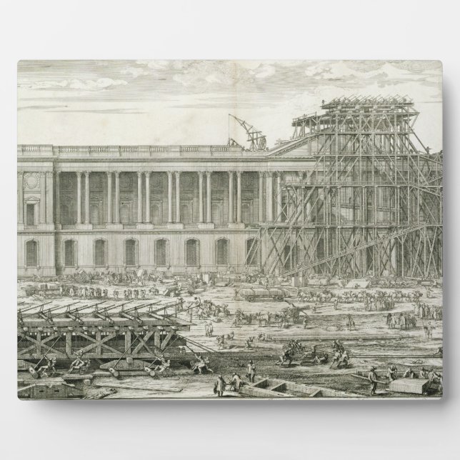 Plaque Photo Construction de l'entrée principale du Louvre, Par (Devant)