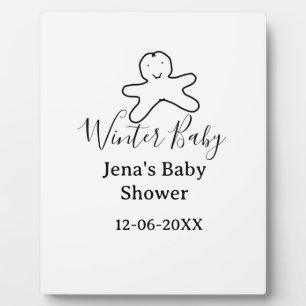 Plaque Photo cookie de baby shower d'hiver gribouillage noir de