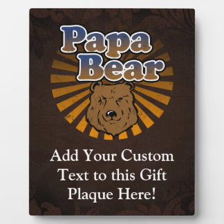 Plaque Photo Cool Papa Bear, Brown/Bleu/Gold Papa Cadeau