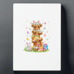 Plaque Photo Coquette Western Highland Cow Easter Eggs Cute Bun<br><div class="desc">Coquette Western Highland Cow Easter Eggs Cute Bunny Cow T-Shirt</div>