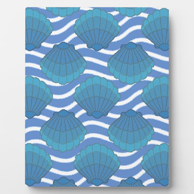 Plaque Photo Coquillage vintage Et Motif Vagues (Devant)