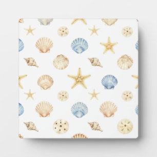 Plaque Photo Coquillages et étoiles de mer à l'aquarelle motif