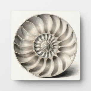 Plaque Photo Coquille de nautile métallique Spirale géométrique